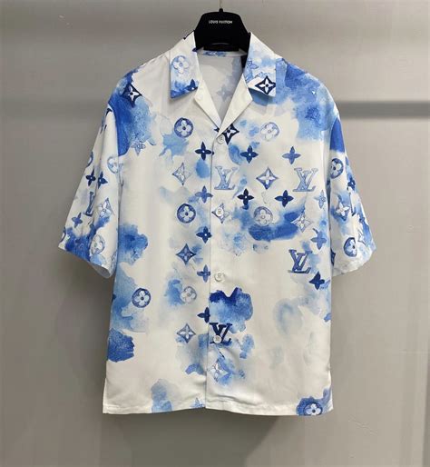 white and blue louis vuitton shirt|lv collar shirt.